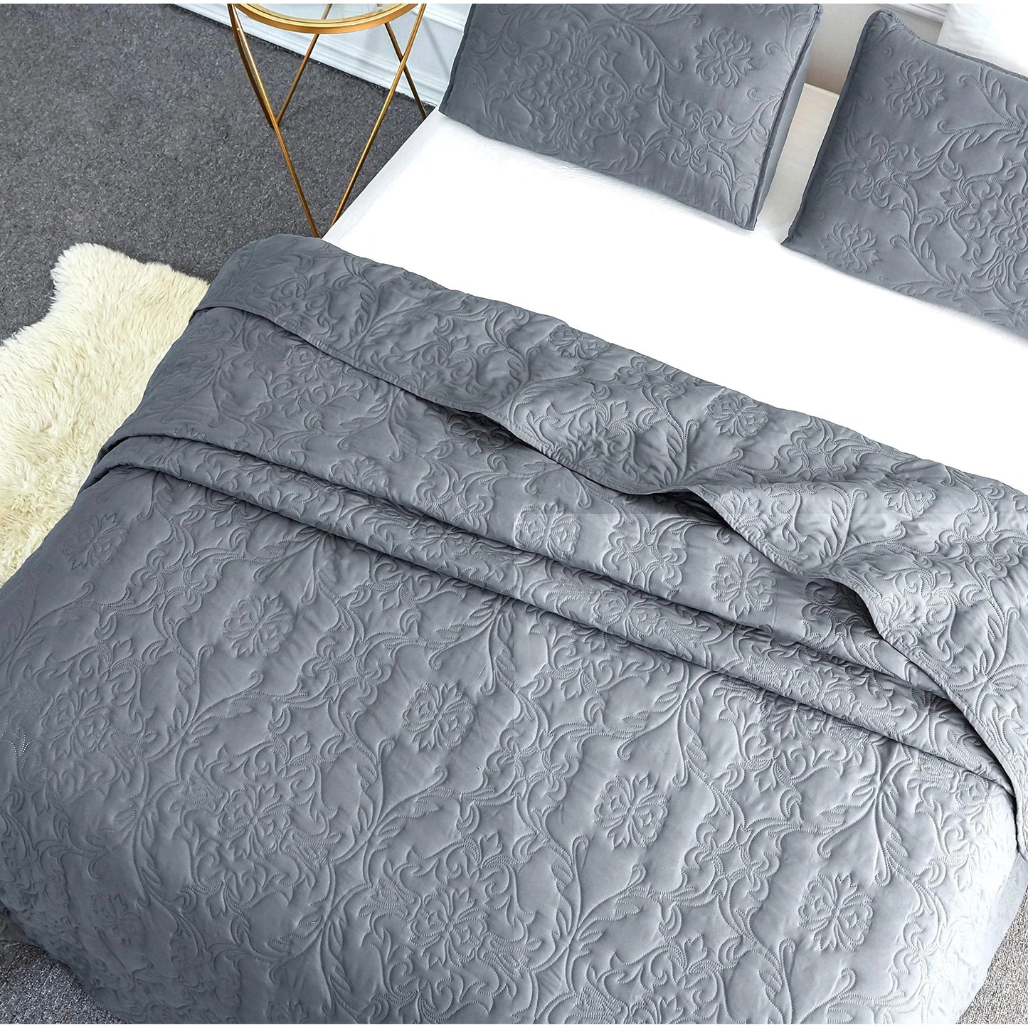 Sophia & William 2/3 Pieces Quilt Set, Reversible Microfiber Bedding Bedspread Coverlet Set