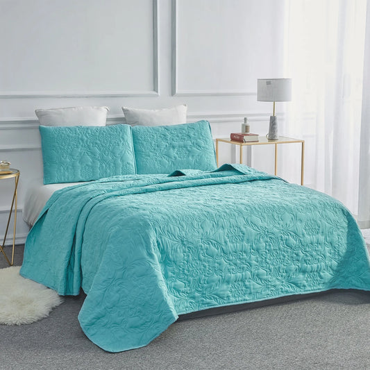 Sophia & William 2/3 Pieces Quilt Set, Reversible Microfiber Bedding Bedspread Coverlet Set