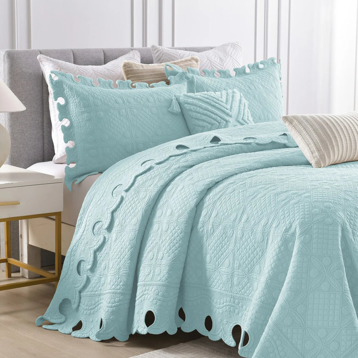 MarCielo 3PCS 100% Cotton Oversized Bedspread Set Coverlet Quilt Set TW