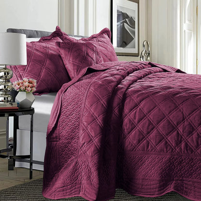 Serenta Supersoft Microplush Quilted 4 Pieces Bedspread Coverlet Set