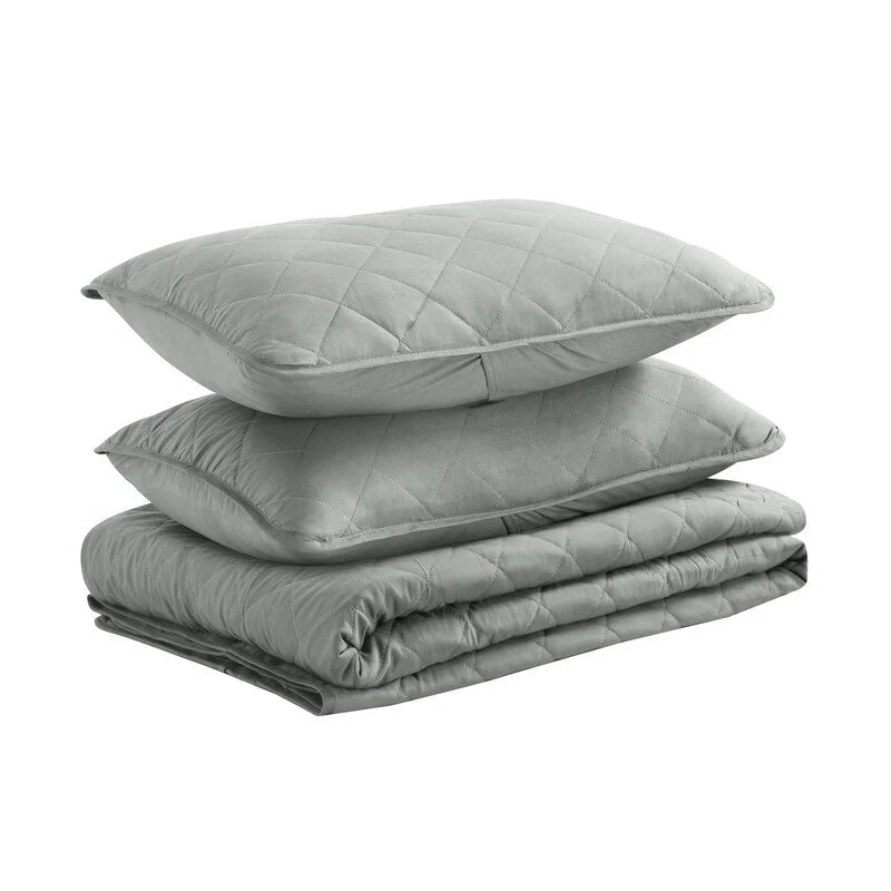 Modern Ultra Soft Microfiber Traditional Diamond Quilting Coverlet Quilt Set