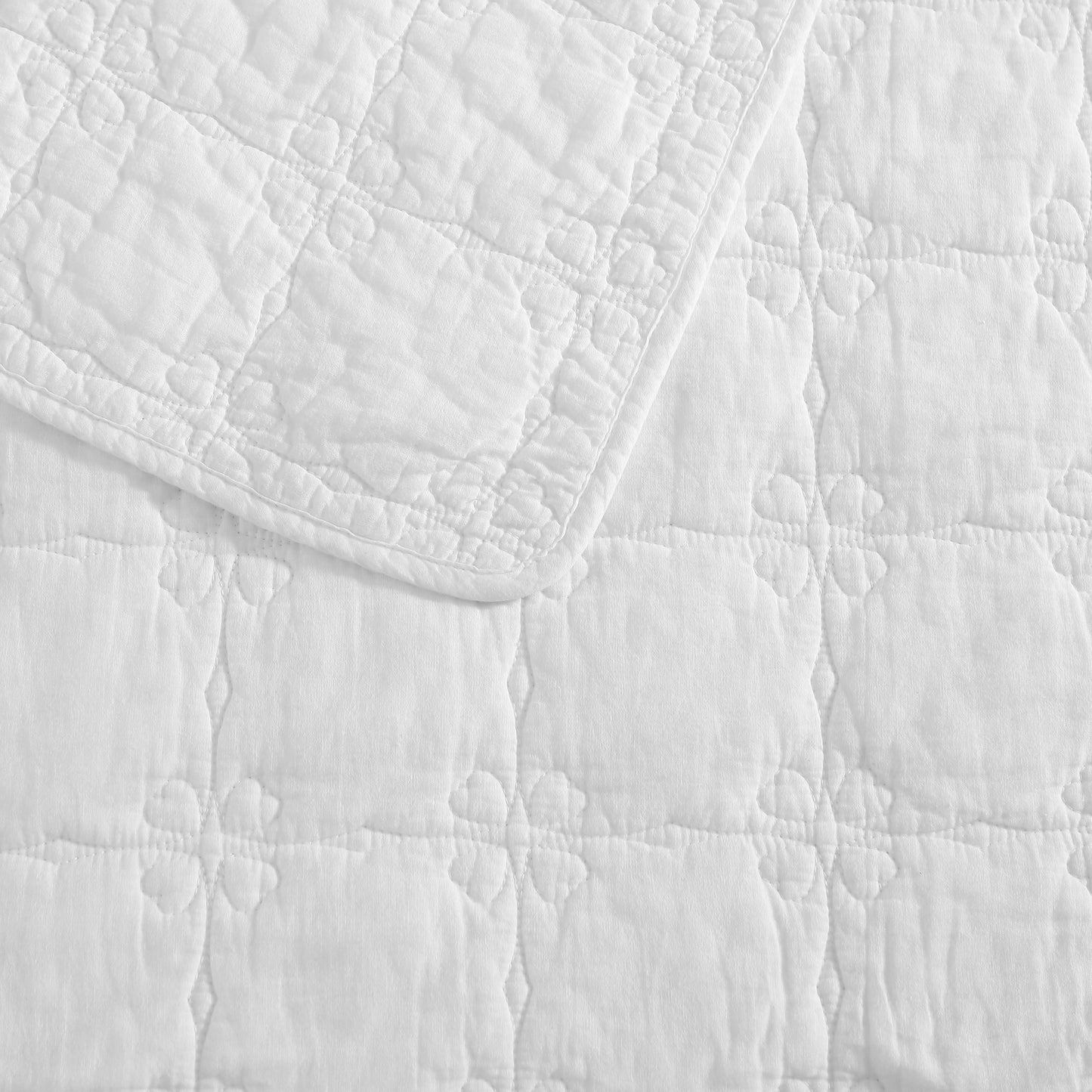 Stone Cottage Floral Trellis Cotton White 4 Piece Quilt Bonus Set