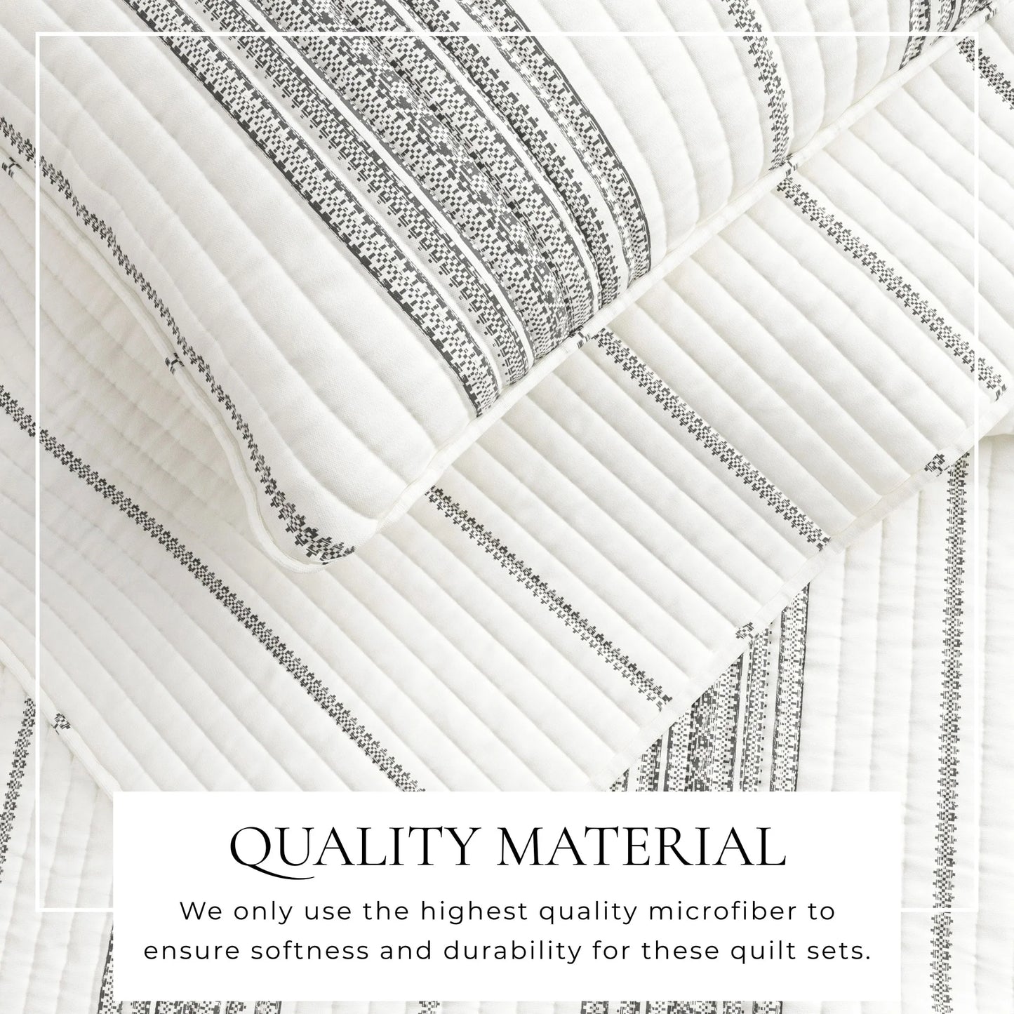 Linery & Co. Farmhouse Stripe Microfiber Quilt Set With Shams.