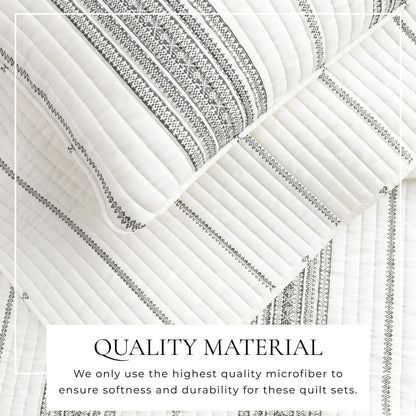 Linery & Co. Farmhouse Stripe Microfiber Quilt Set With Shams.
