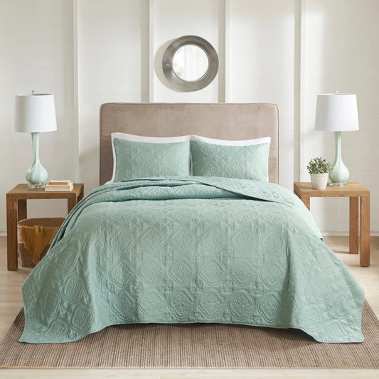 510 Design Hayley Oversized Solid Texture 3 Piece Reversible Bedspread Set