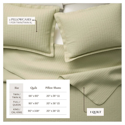 Linery & Co. Detailed Channel Stitch Microfiber Quilt Set With Shams.