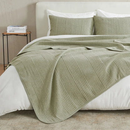Linery & Co. Cotton Blend Jersey Knit Channel Stitch Quilt Set