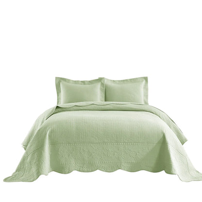 MarCielo 3 Piece Embroidered 100% Cotton Oversized Quilt Bedspread Set TG