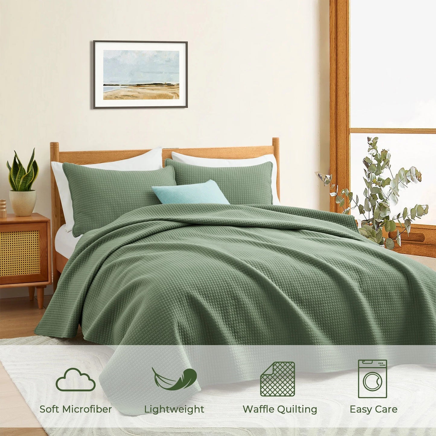 3-Piece Reversible Ultra Lighweight Coverlet Premium Microfiber Bedspread Quilt Set