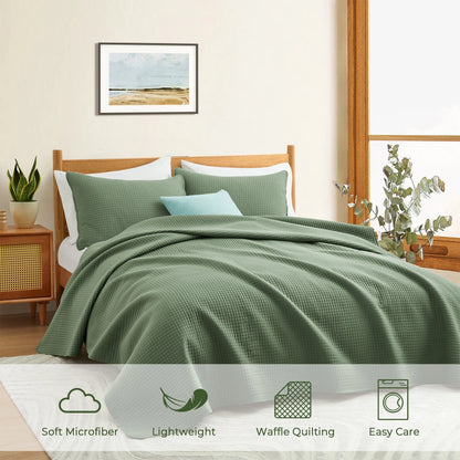 3-Piece Reversible Ultra Lighweight Coverlet Premium Microfiber Bedspread Quilt Set