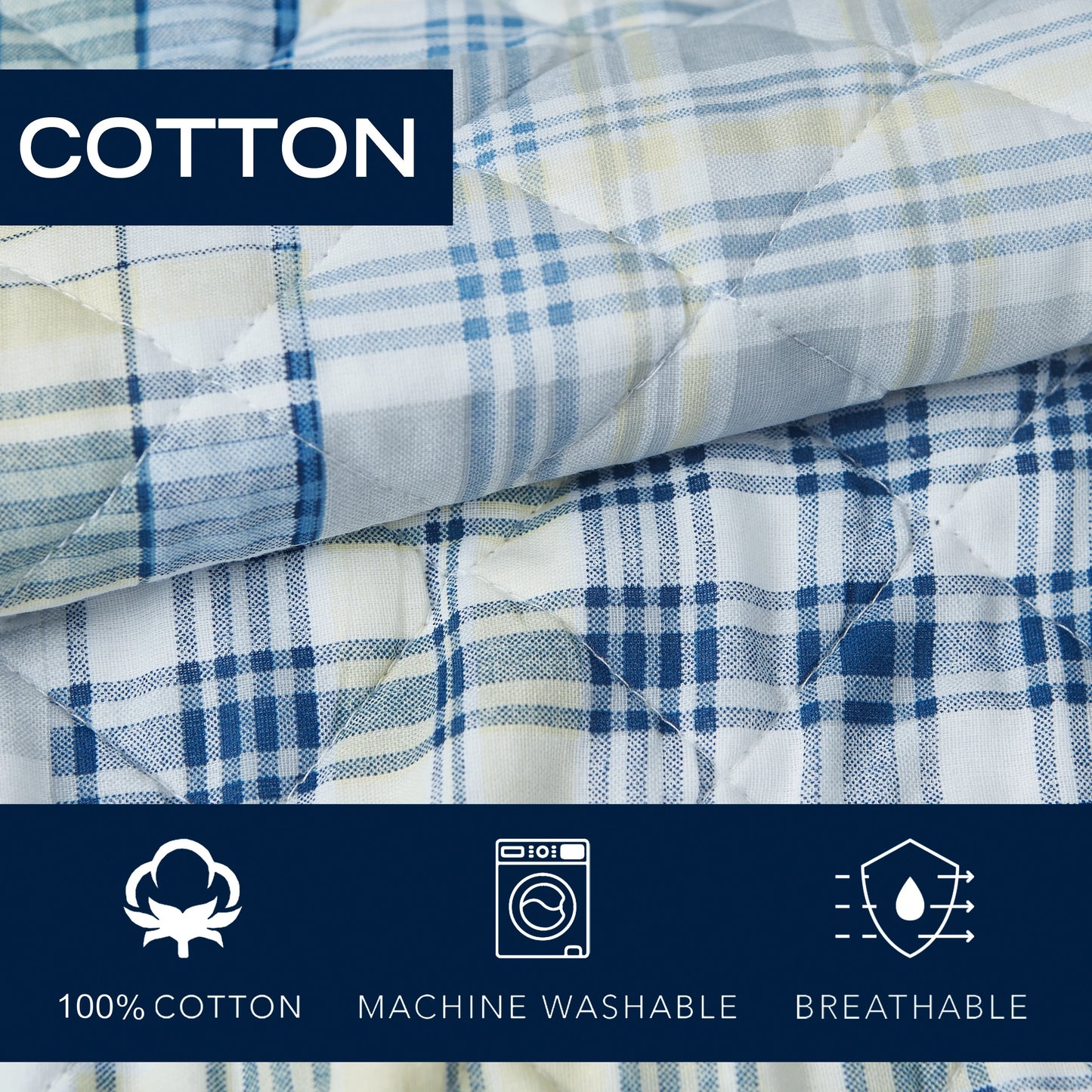 Nautica Raeford Cotton Reversible Blue Quilt Set