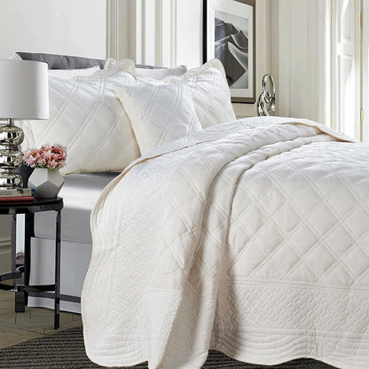 Serenta Supersoft Microplush Quilted 4 Pieces Bedspread Coverlet Set