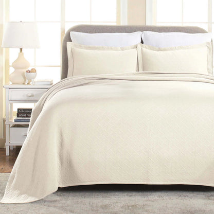 Superior Basketweave Cotton Decorative Bedspread Set
