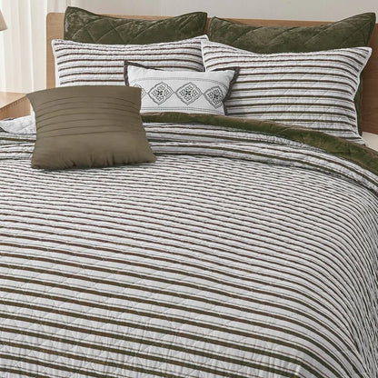 Wonderful 5 Piece Striped Coverlet Set