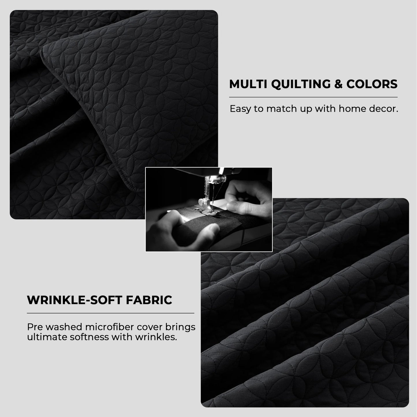 3-Piece Reversible Ultra Lighweight Coverlet Premium Microfiber Bedspread Quilt Set
