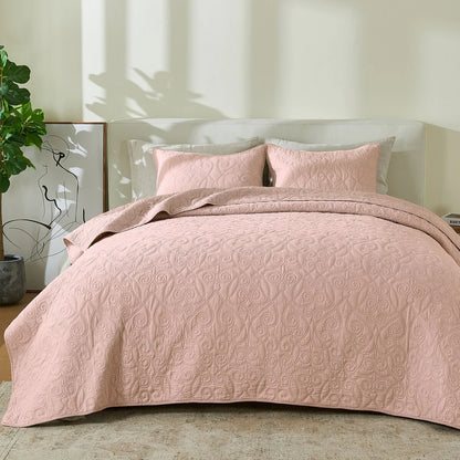 Patina Vie Maison 100% Cotton Stitched 3 Piece Quilt and Sham Set