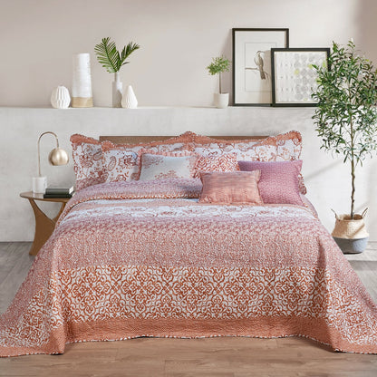 9-pc. Cal King Printed Striped Microfiber Blend Bed Coverlet Set