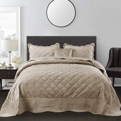 Serenta Supersoft Microplush Quilted 4 Pieces Bedspread Coverlet Set