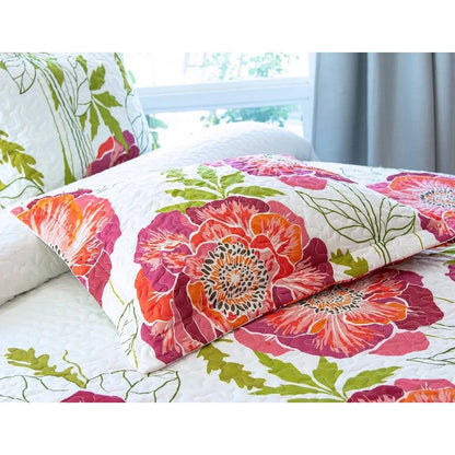 Oversized Pink Floral Quilt Set