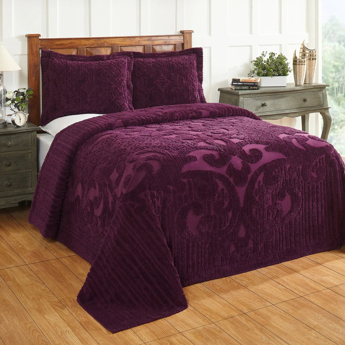 Better Trends Chenille Bedspread Set with Sham Medallion Design 100% Cotton Soft Machine Washable Tufted Ashton Collection