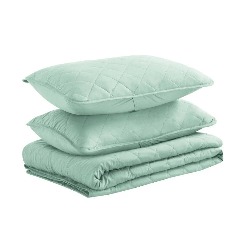 Modern Ultra Soft Microfiber Traditional Diamond Quilting Coverlet Quilt Set