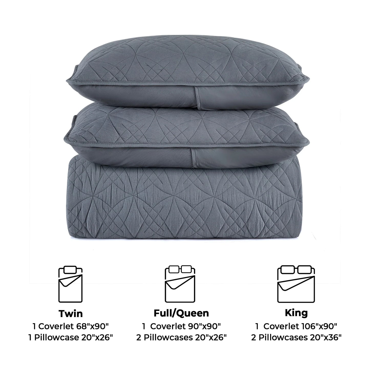 3-Piece Reversible Ultra Lighweight Coverlet Premium Microfiber Bedspread Quilt Set