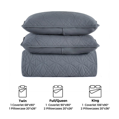 3-Piece Reversible Ultra Lighweight Coverlet Premium Microfiber Bedspread Quilt Set