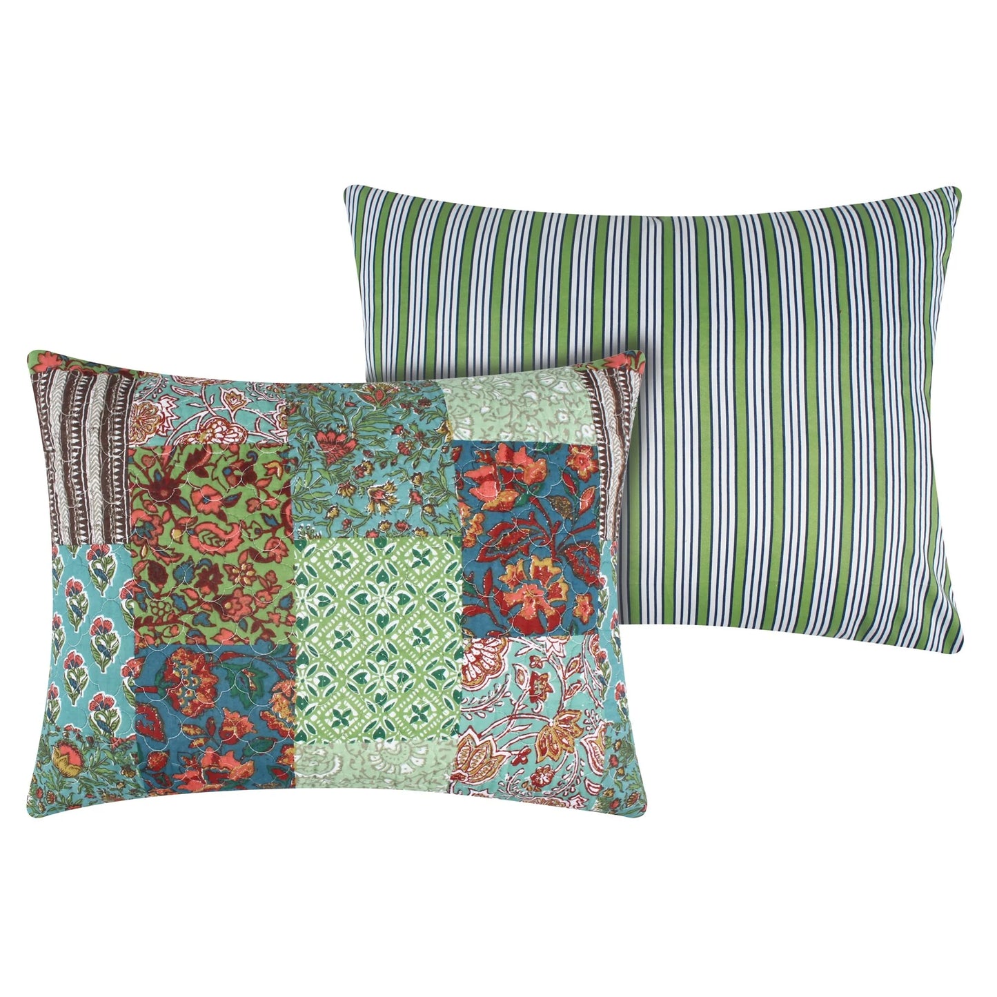 Greenland Home Jasmin Jade - Vintage Boho - Cotton-Rich Quilt Set