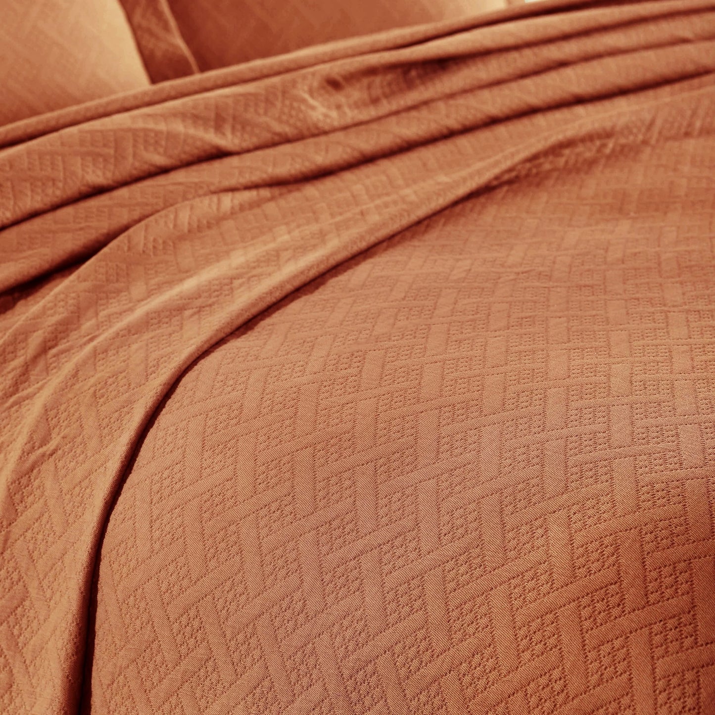 Superior Basketweave Cotton Decorative Bedspread Set