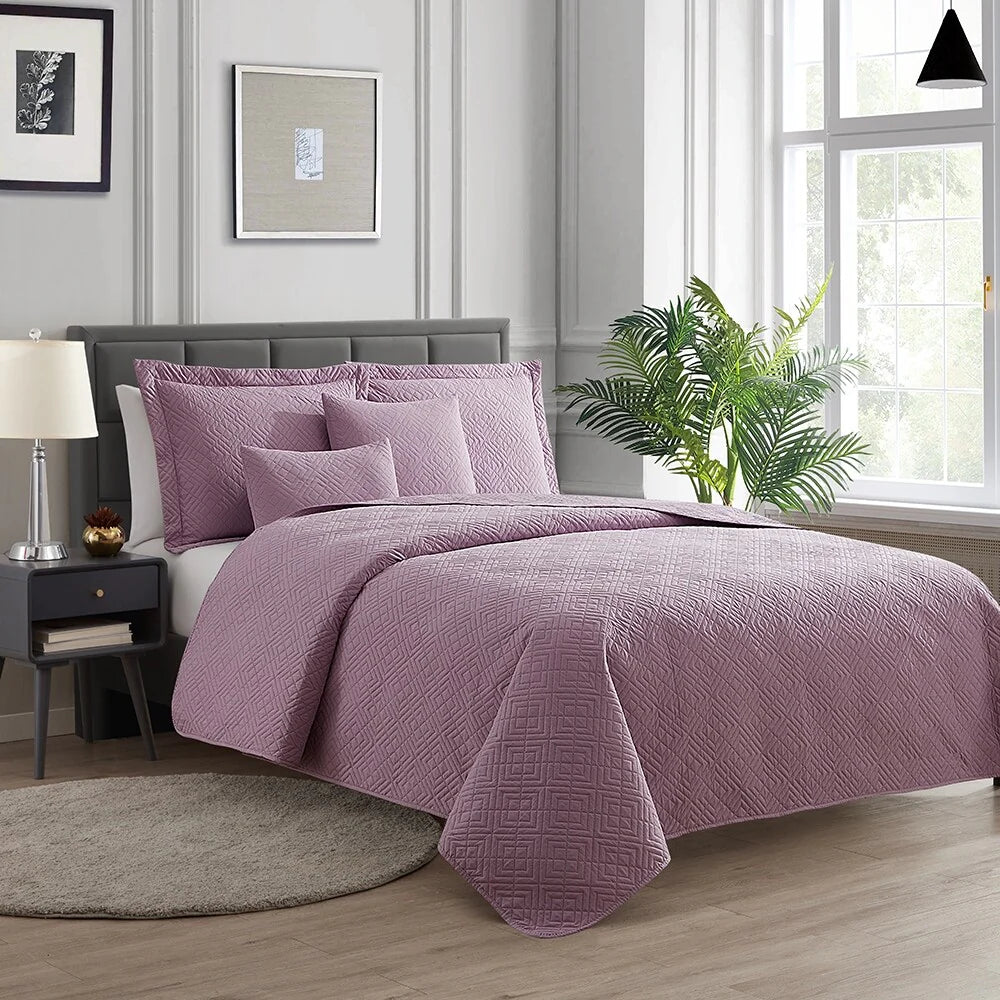 Clara Clark Bedspread Quilt Set - Embossed Pinsonic Lightweight Coverlet Set
