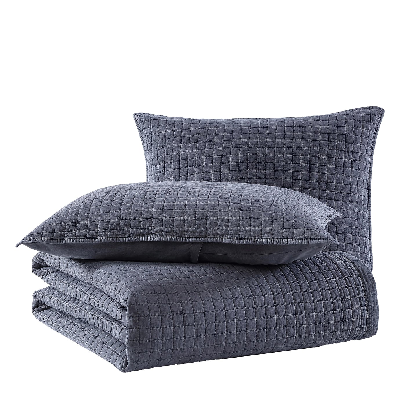 City Scene Cloud Solid Charcoal Quilt Set