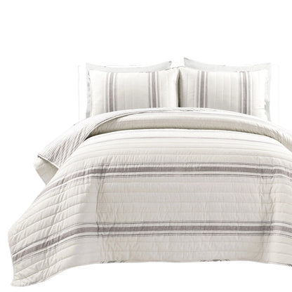 Lush Decor Farmhouse Stripe 3 Piece Quilt Set