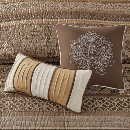Madison Park Venetian 6 Piece Jacquard Quilt Set with Throw Pillows