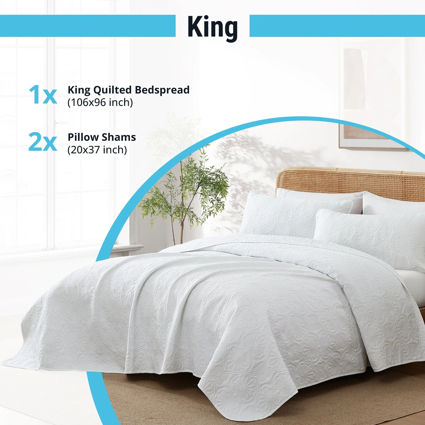 HLC.ME Benji - 3 Piece Size Quilt Set, Lightweight Bedspread Coverlet Set