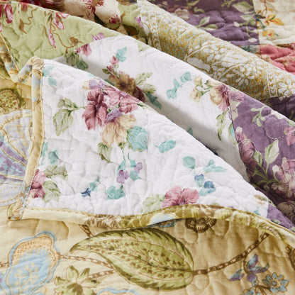 Greenland Home Fashions Blooming Prairie 100% Cotton Authentic Patchwork Quilt Set