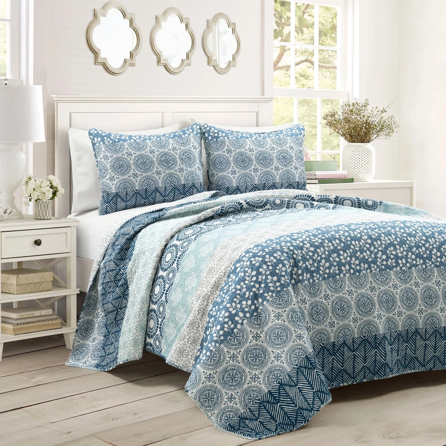 The Curated Nomad La Boheme 3-piece Striped Patterned Quilt Set