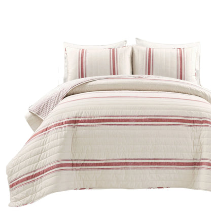 Lush Decor Farmhouse Stripe 3 Piece Quilt Set