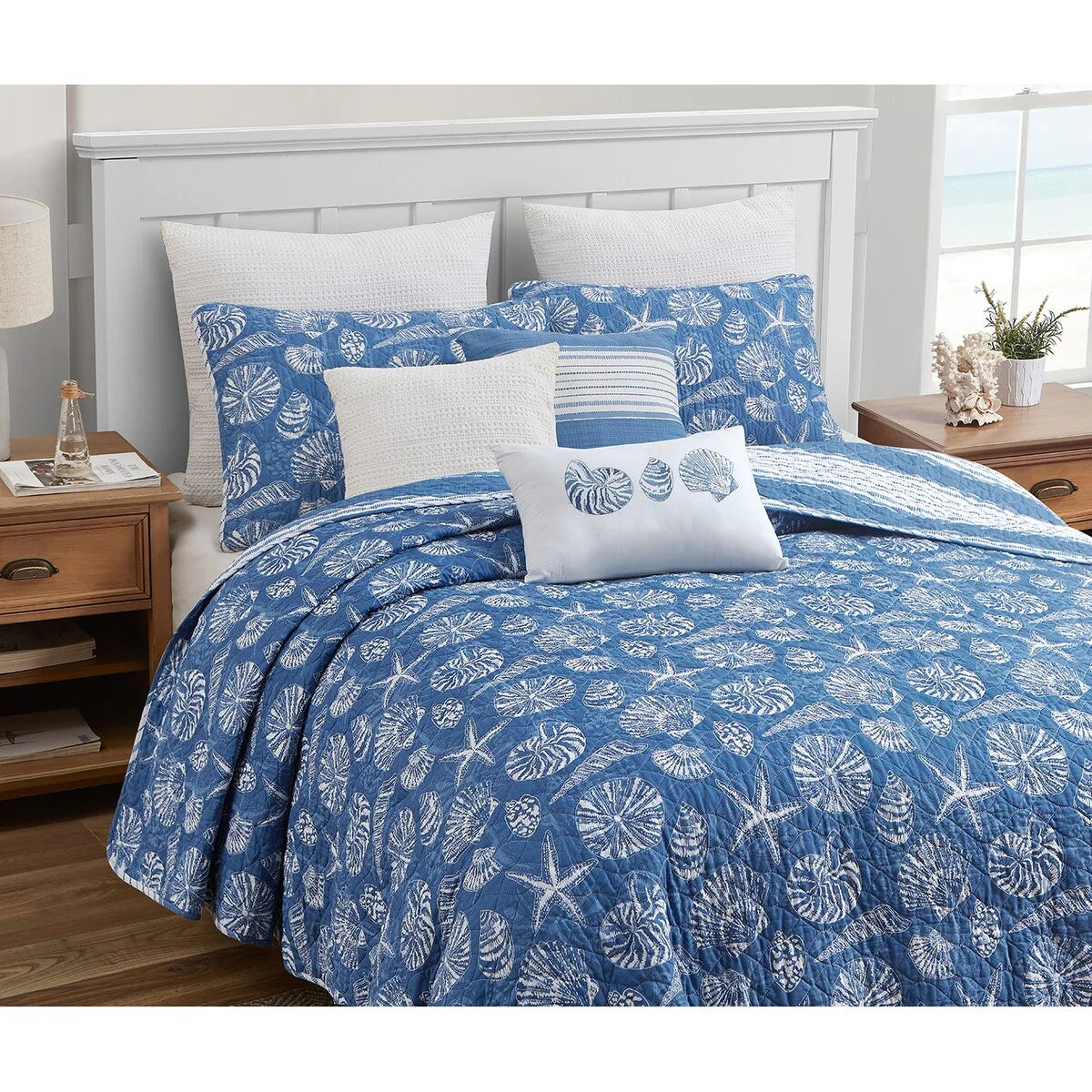 DESIGN STUDIO Mare Blue Soft Cotton Reversible Quilt Set