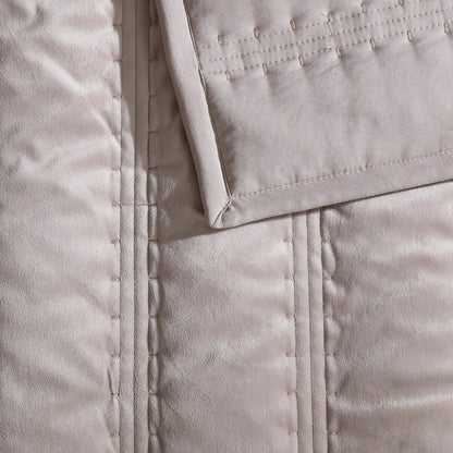 Vera Wang Velvet Linear Stitch Solid Quilt Set