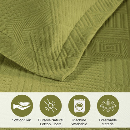 Superior Geometric Fret Cotton Decorative Bedspread Set