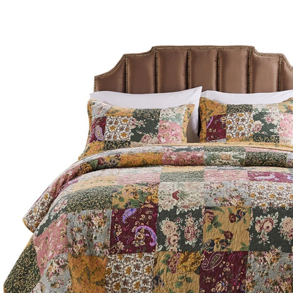 Greenland Home Fashions Antique Chic 100% Cotton Authentic Patchwork Bedspread Set