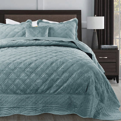 Serenta Supersoft Microplush Quilted 4 Pieces Bedspread Coverlet Set