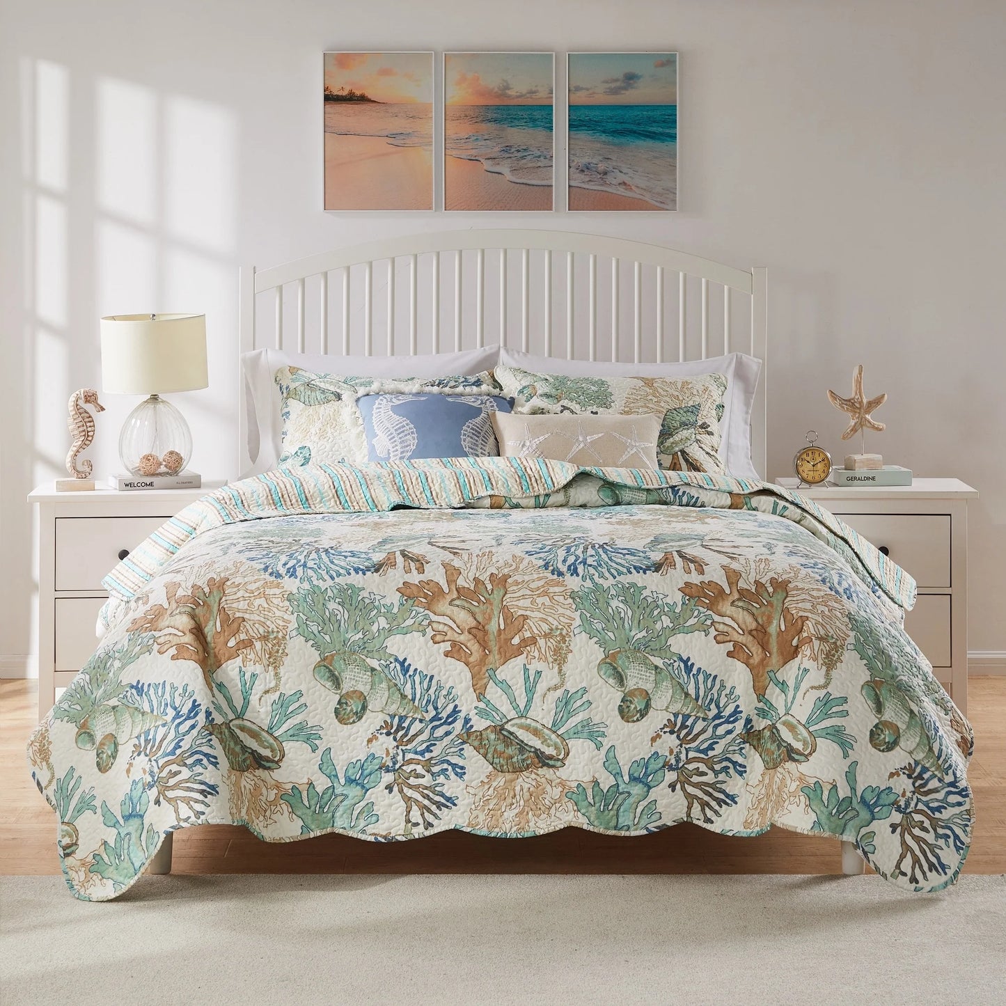 Greenland Home Fashions Atlantis Jade Reversible Quilt Set