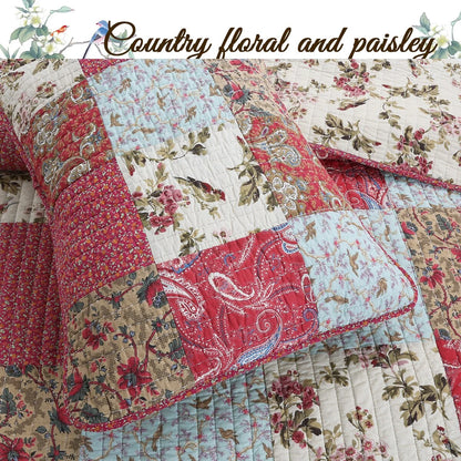 Cozy Line Rosemond 3-piece Reversible Floral Patchwork Quilt Bedding Set