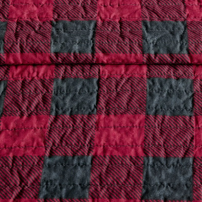 Woolrich Check Red Cotton Percale Printed Quilt Set