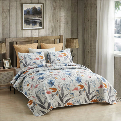 European Floral Quilt Set