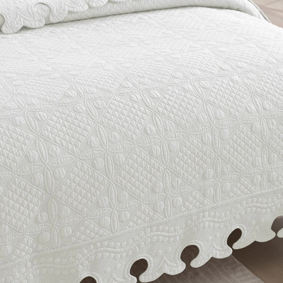 MarCielo 3PCS 100% Cotton Oversized Bedspread Set Coverlet Quilt Set TW