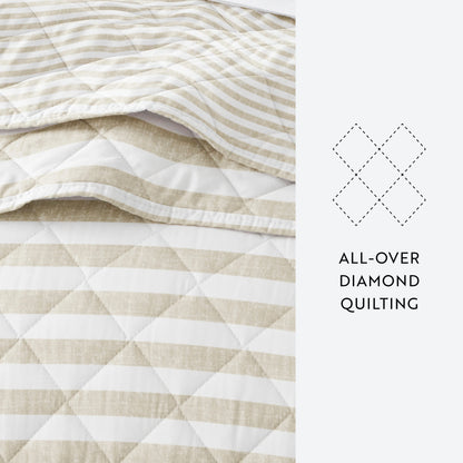 Becky Cameron All Season 3 Piece Striped Reversible Quilt Set