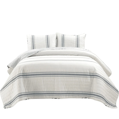 Lush Decor Farmhouse Stripe 3 Piece Quilt Set