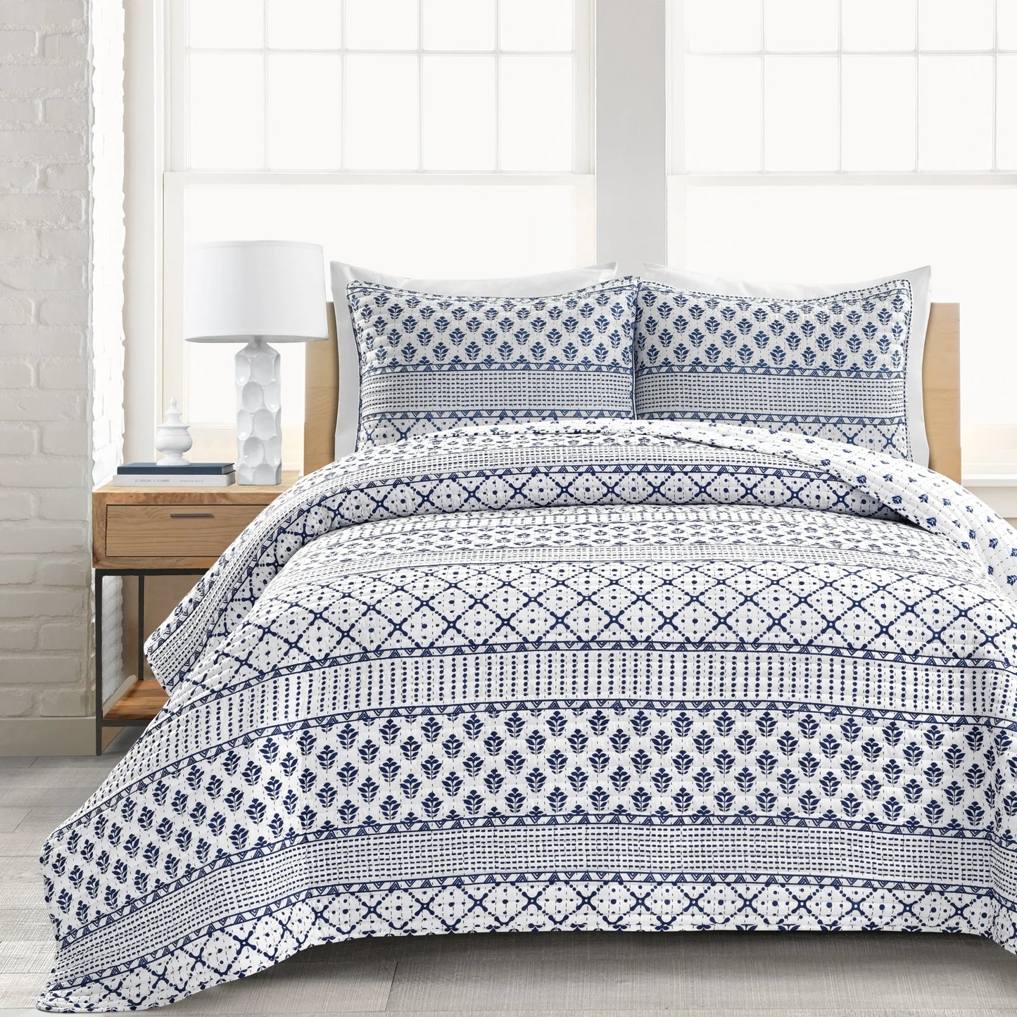 Lush Decor Monique Stripe 3 Piece Quilt Set